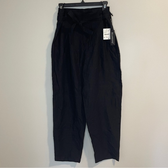 Blank NYC pants Linen blend paperbag high waisted ankle Black 30 - Picture 1 of 7
